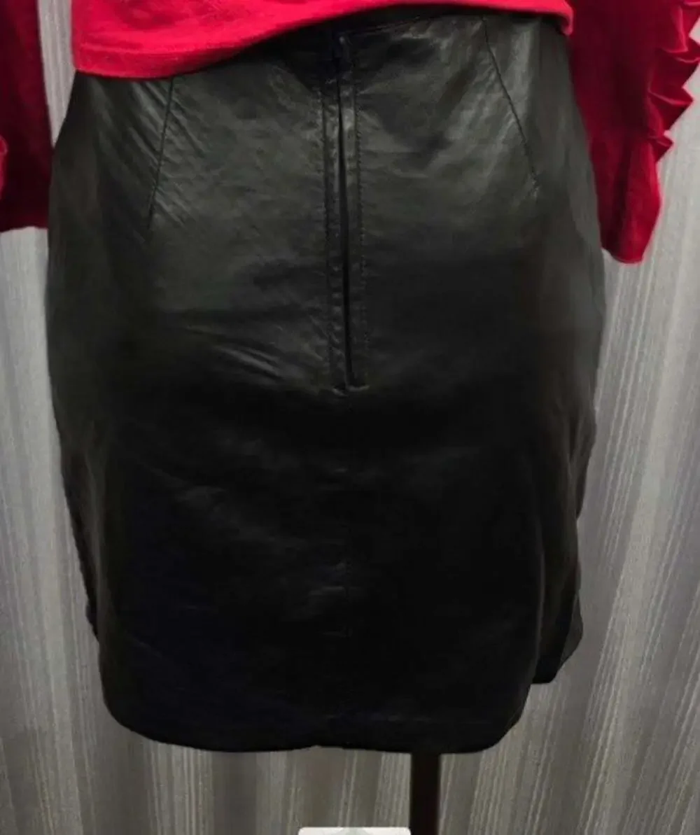 Vintage Y2k Leather Dynamics Black Leather Skirt Size 7/8